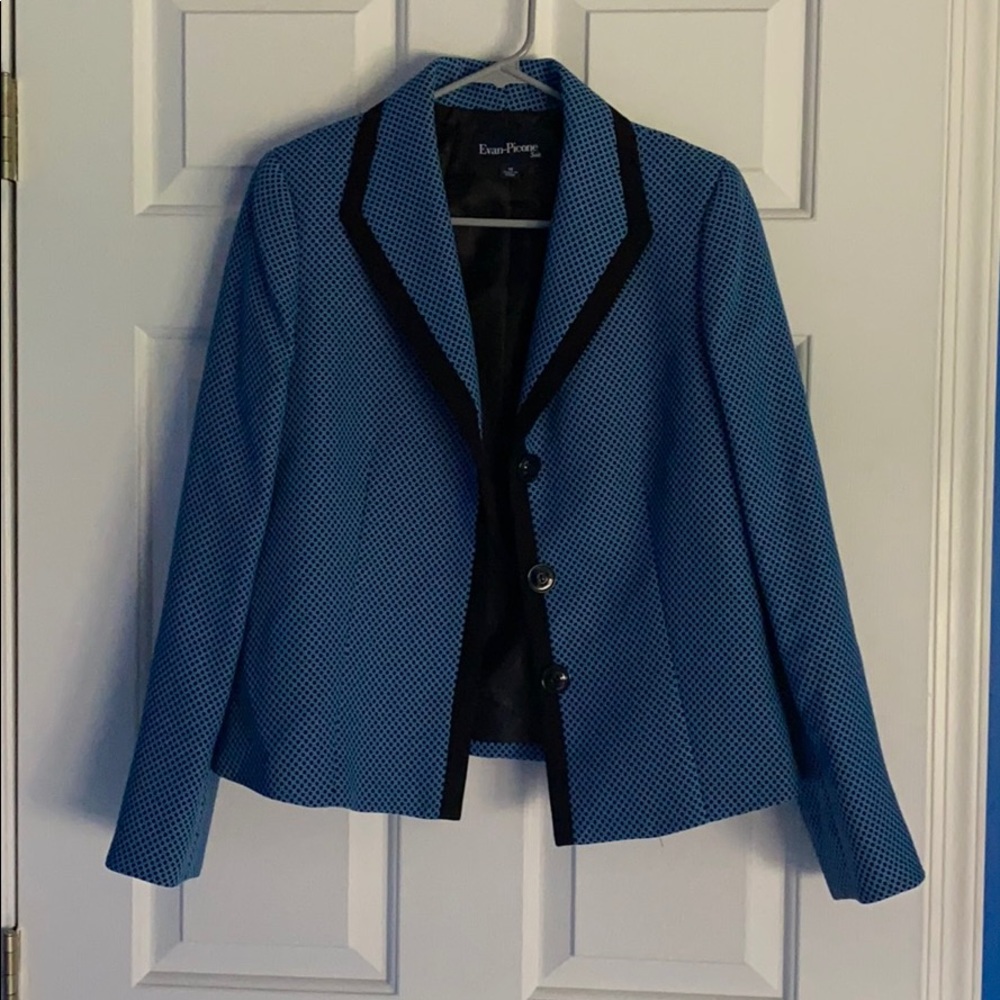 Evan Picone Black and Blue Suit Jacket Size 10